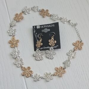 Silver and Gold Floral Earrings